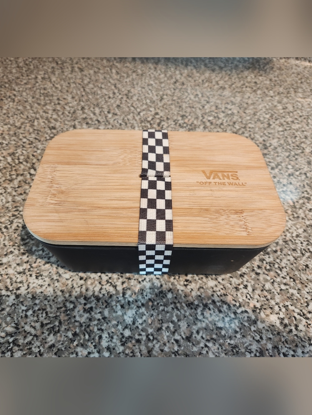 Vans Bamboo-Lid Lunch Box with Black & White Checker Strap
